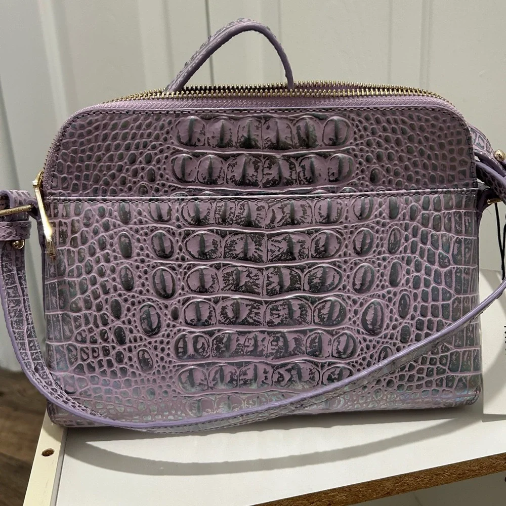 Brahmin Mini Sydney Violet Wonderland Melbourne Leather Crossbody & Card Case - Picture 4 of 15